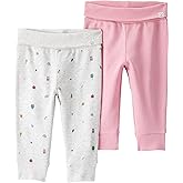 Little Planet by Carter's Girl 2-Pack Pants Made with Organic Cotton, Icon Print, Pink, 6M