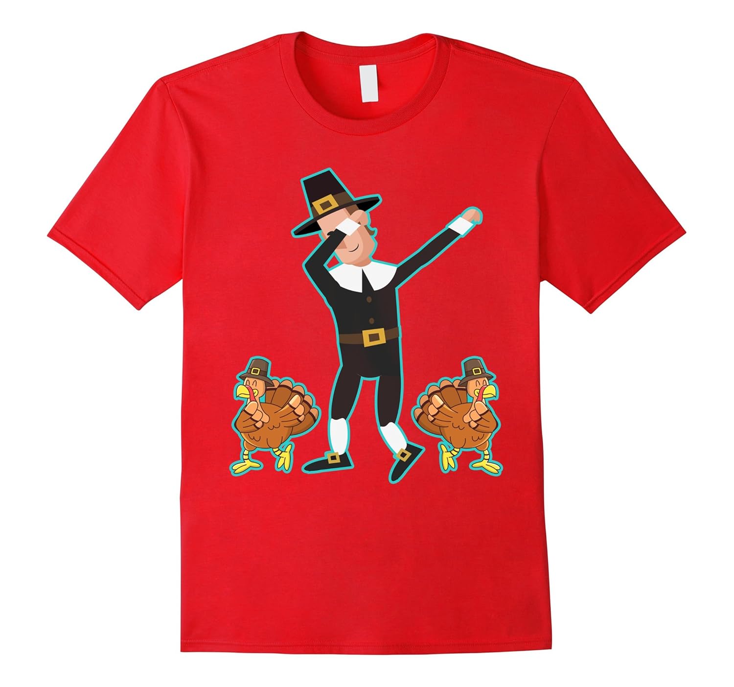 Dabbing Pilgrim and Dabbing Turkey Thanksgiving T Shirt Dab-ANZ