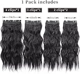 AliLeader Black Hair Extensions Clip in 20 Inches 4Pcs Synthetic Curly view 2