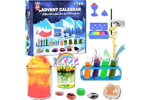 JAJ Advent Calendar 2024 for Kids Ages 6-8-12, 24-Day Countdown Christmas Gifts for Kids with Magic Tricks, Science Experiments, Gemstones Educational Thoughtfully Designed