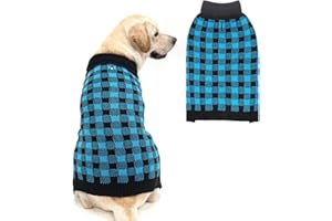 PUPTECK Dog Sweaters for Large Medium Small Dogs - Fall Classic Plaid Style Puppy Holiday Winter Coat Clothes for Female Girl Male Boy Warm