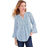 Style & Co. Women's Printed Pintuck Ruffle Sleeve Top, Regular & Petite