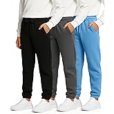 Real Essentials 3 Pack: Boys' Fleece Athletic Jogger Sweatpants - Kids Teens Active Athletic Pants with Pockets (Size 6-20)