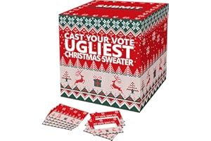 OLIVBIN Ugly Sweater Contest Ballot Box, Voting Card Box Set, Including 50 Voting Cards Sweater Competition Voting Box, Used for Festival Christmas Game Party Decoration, Ugly Sweater Party Supplies