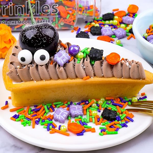 HALLOWEEN SPRINKLES, CANDY EYES PUMPKIN SPIDER SPRINKLES, 130G/4.6OZ SPRINKLE MIX FOR CAKE DECORATING, COOKIE DECORATIONS, CUPCAKE TOPPER, CHOCOLATE DESSERTS, ICE CREAM TOPPING