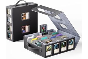 Dufvrpe Trading Card Storage Box – 3500+ Magnetic MTG Deck Box with Handle,Commander & Toploader Display, Dice Box,4 Dividers & 30 Color Labels – Fits for TCG,MTG,Yu-Gi-Oh and Sport cards