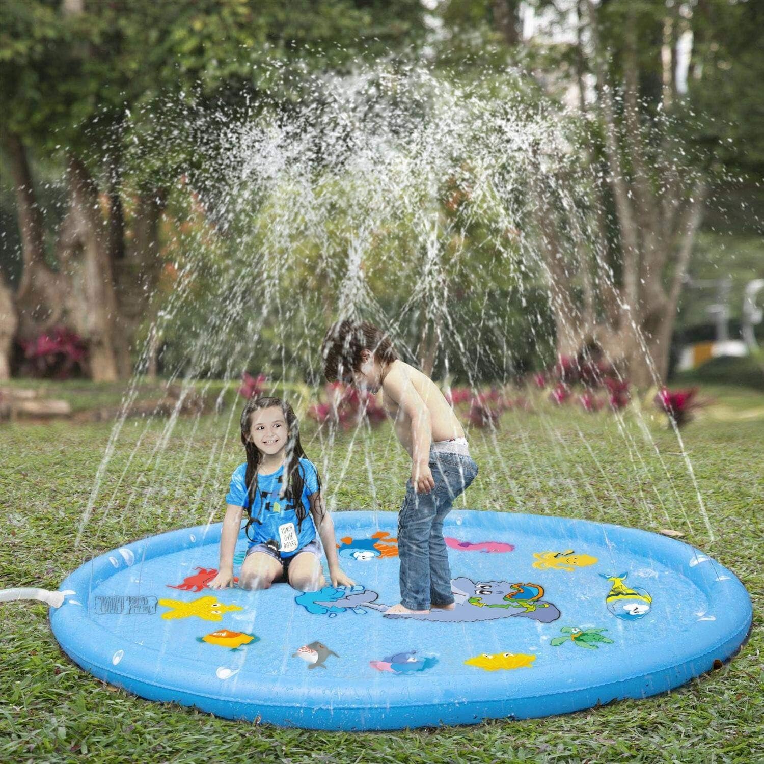 Sprinkler for Kids, Sprinkler Pad & Splash Play Mat 68" Toddler Outdoor Water Toys Fun for Babies Boys Girls Children Outdoor Party Sprinkler Toy Splash Pad Water Play Mat