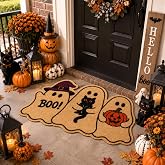 Halloween Ghost Welcome Doormat-Outdoor Ghost Shape Decor Coir Door Mat | Indoor Rubber Non Slip Backing with Halloween Decoration Gifts for Front Entrance Porch Home Floor Entryway, 29 x 17 IN