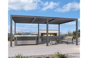 PURPLE LEAF Louvered Pergola 11' x 18' Large Patio Aluminum Pergola Modern Outdoor with Adjustable Roof Hardtop Large for Fire Pit Patio Dining