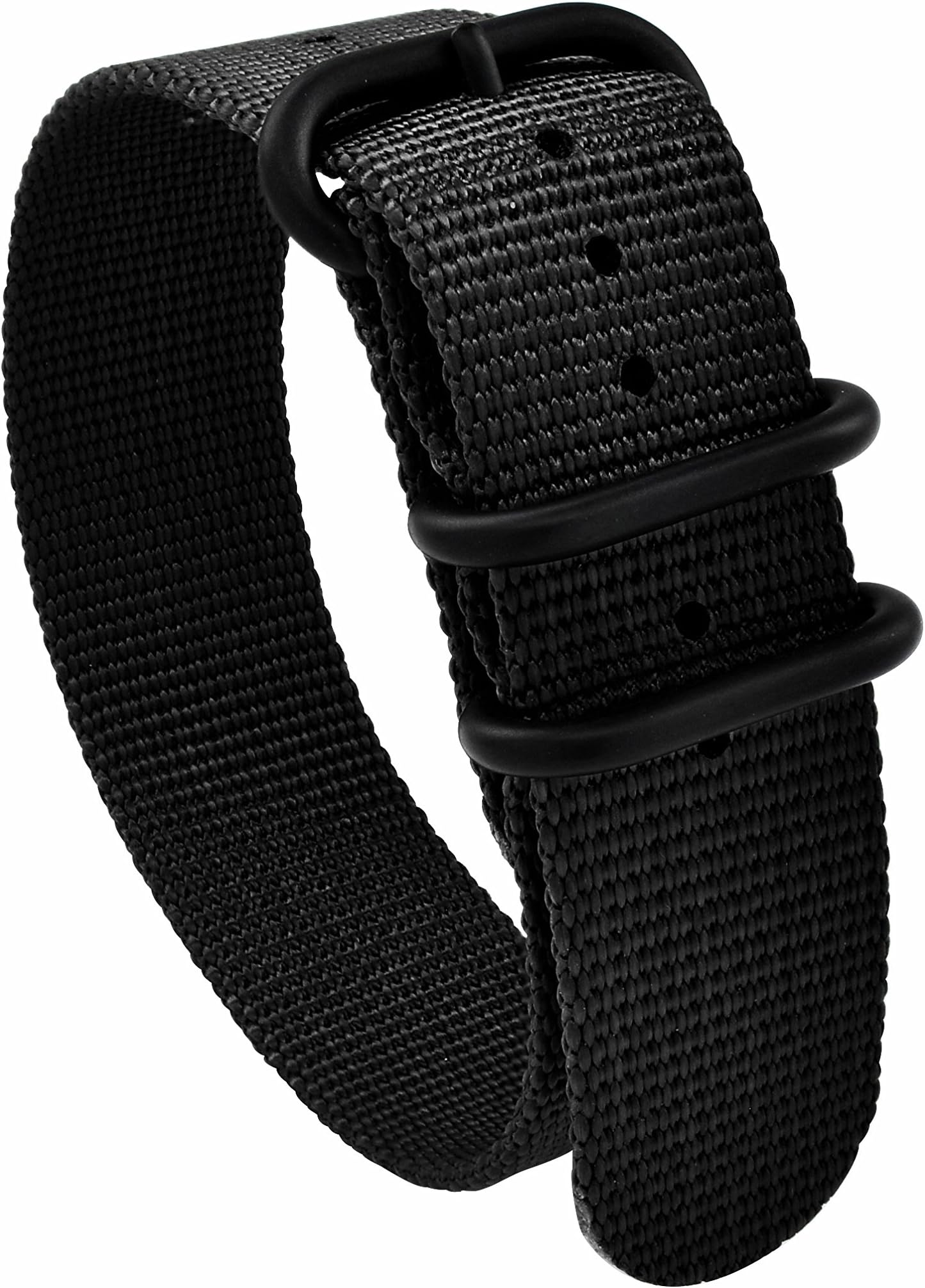 Nato Skull 22mm Zulu Nylon Strap with PVD Buckles in Black