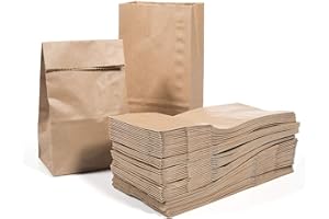Acidea 50Pcs Kraft Paper Bread Bags, 9.4x5x3 inches Unbleached Biodegradable Paper Sandwich Bag Bulk, Brown Paper Lunch Bags 