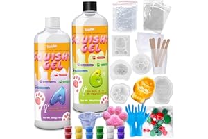 Liquid Silicone for Taba Squishy Kit, 36oz Squishy Maker Kit with 5 Molds (Cat Paw, 2 Hamster, Bear, Taiyaki), Bubble-Free, 1