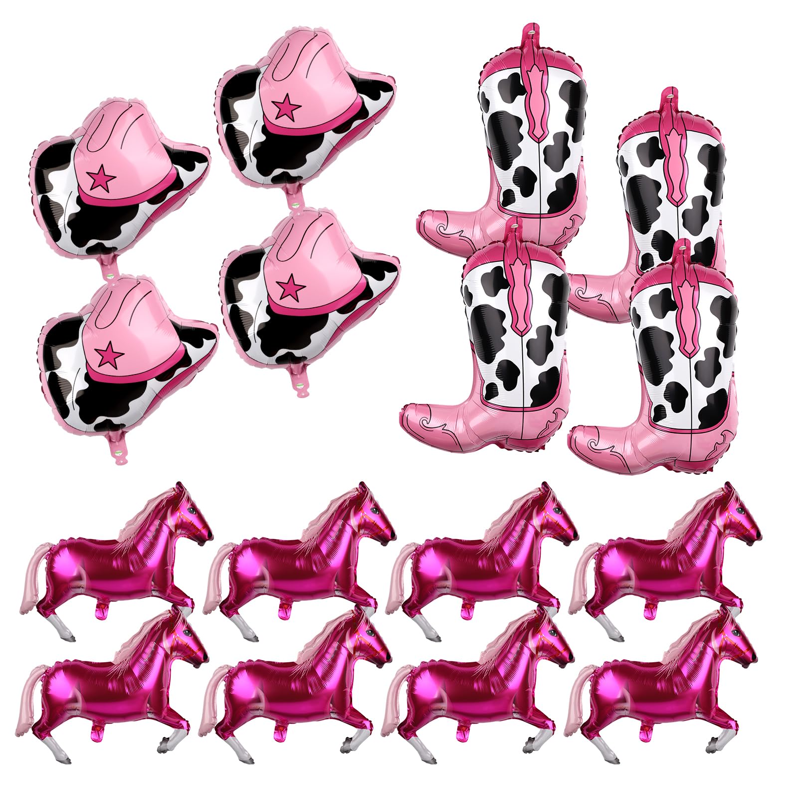 16pcs Western Themed Party Balloons, Cowboy Balloons with Horse Balloons Cowboy Hat Balloons Cowboy Boot Balloons Cowgirl Balloons for Western Cowboy Party Decorations