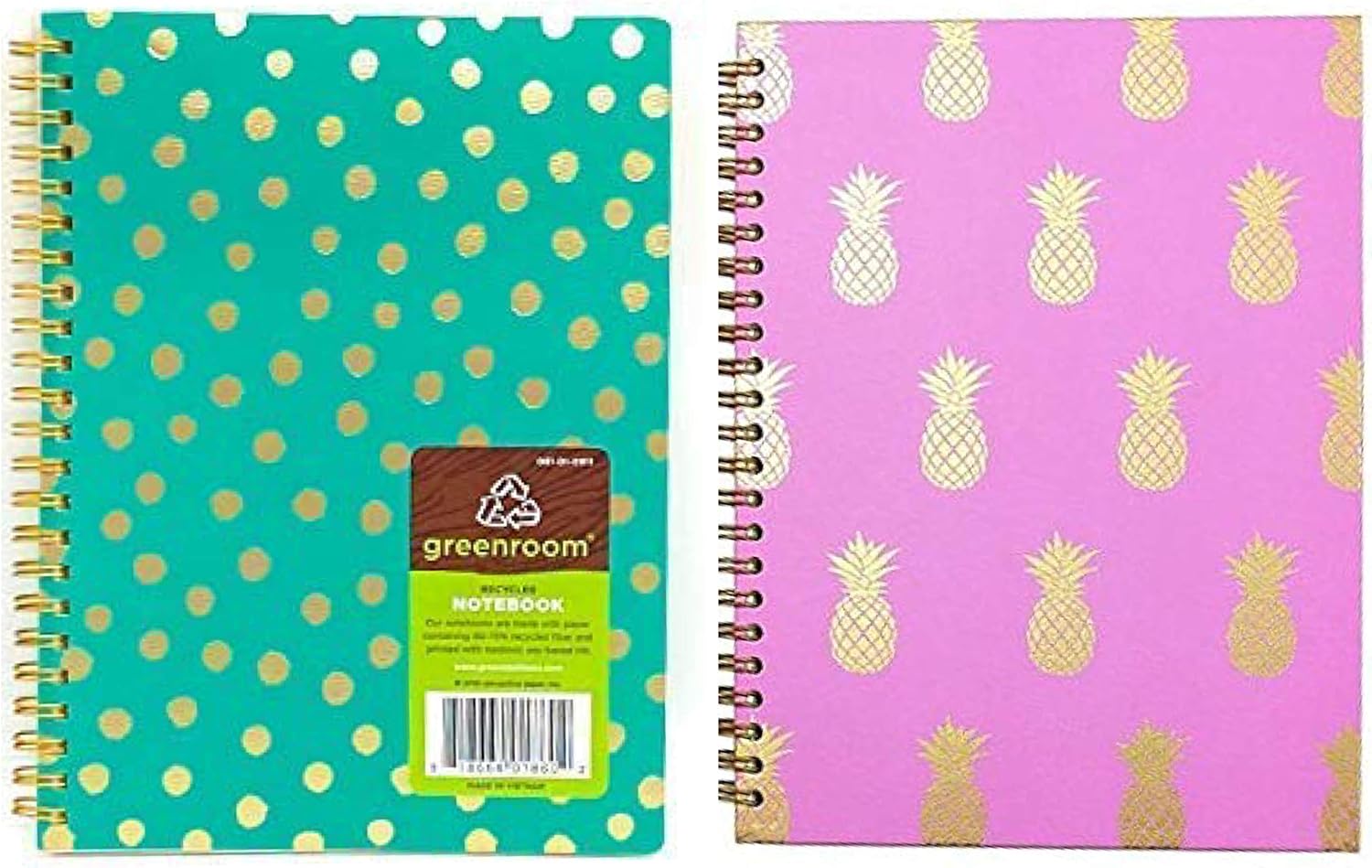 2 Pack of Green room Soft Cover Spiral Fashion Notebook
