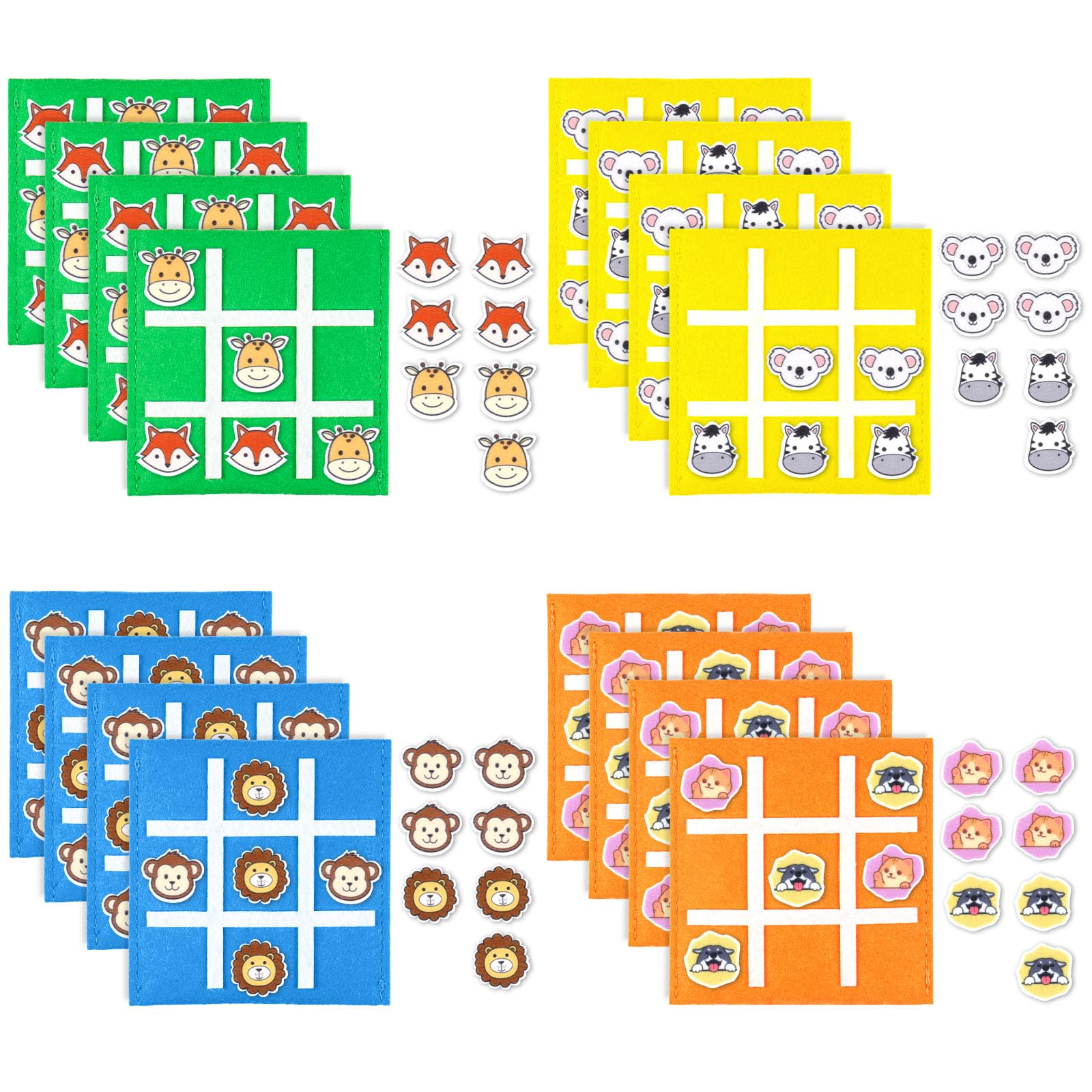 GoBene Tic Tac Toe Game,Felt Mini Tic Tacs,Kid Educational Tic Tacs -Class Prizes and Learning Games, Party Bag Fillers for Kids 16 Pack