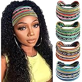 SAWINDA Wide Boho Headbands for Women African Style Floral Print Twisted Womens Head Bands Elastic Non-Slip Hair Wraps for Women Daily Life Yoga Sports 4 Pack