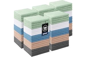 UNIMADE Washcloths Bulk - 100 Pack - Face towels (12" x 12"), Multi-Purpose Microfiber Cleansing Cloths for Face or Body, Highly Absorbent Wash Cloths and Hand Towels with Premium Quality - Multicolor