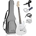 Ashthorpe 39-Inch Electric Guitar (White-White), Full-Size Guitar Kit with Padded Gig Bag, Tremolo Bar, Strap, Strings, Cable, Cloth, Picks