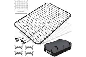 WILDROAD Car Roof Platform, Universal Roof Flat Rack Combo 69" x 47" x 1.3" Heavy Duty Roof Rack Platform with Cargo Bag, Cargo Net, Ratchet Straps and Anti-Rust Sealant Fits for SUV Truck Cars