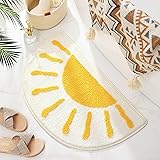 Bathroom Rugs Mat Half Circle - Cute Sun Fun White