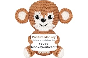 Hoedia Funny for Her/Him/Friend/Coworker - Emotional Positive Crochet Animals Monkey, Women Men Unique Thank You Inspirational Support Gift for Christmas, Birthday, Retirement, Desk Decor