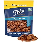Fisher Unsalted Raw Pecan Halves, 24 oz, Non-GMO Vegan Keto Baking Nuts | Pecan Halves, Unsalted Nuts, Vegan Protein, Keto Di