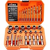 XEWEA 39PCS Screw &amp; Bolt Socket Extractor Set with Left Hand Drill Bit Set | Multi-Spline Easy Out Remover Tools for Damaged Stripped Rounded-Off Bolts, Screws, Nut, Studs and Fittings, CR-MO Steel