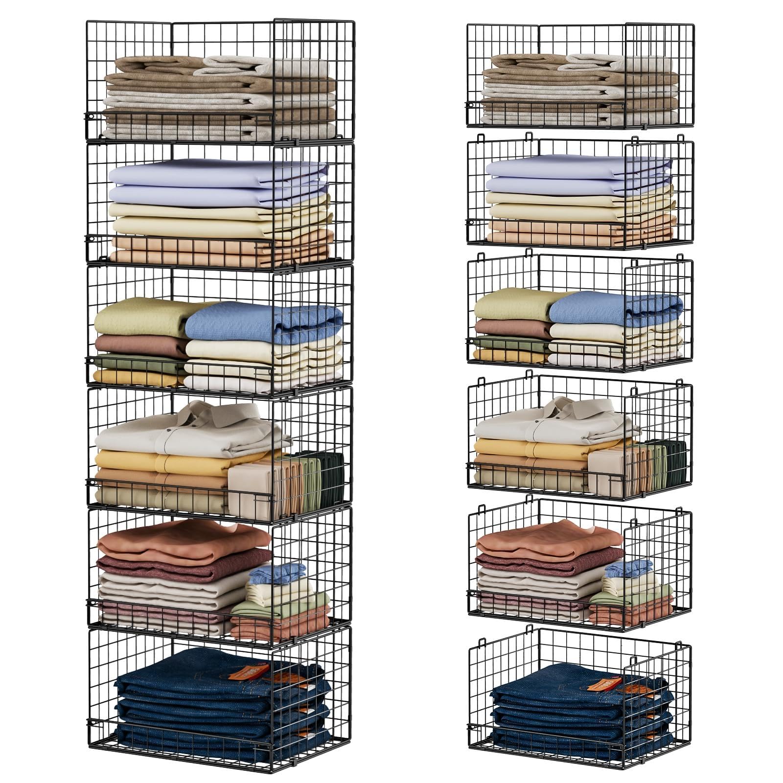 Photo 1 of Yociyoga 6-Tier Stackable Closet Organizers and Storage Shelves, Closet Shelf Organizer Basket Bins, Foldable Sweater Storage for Clothes Organizer System, Black?Patent Pending?