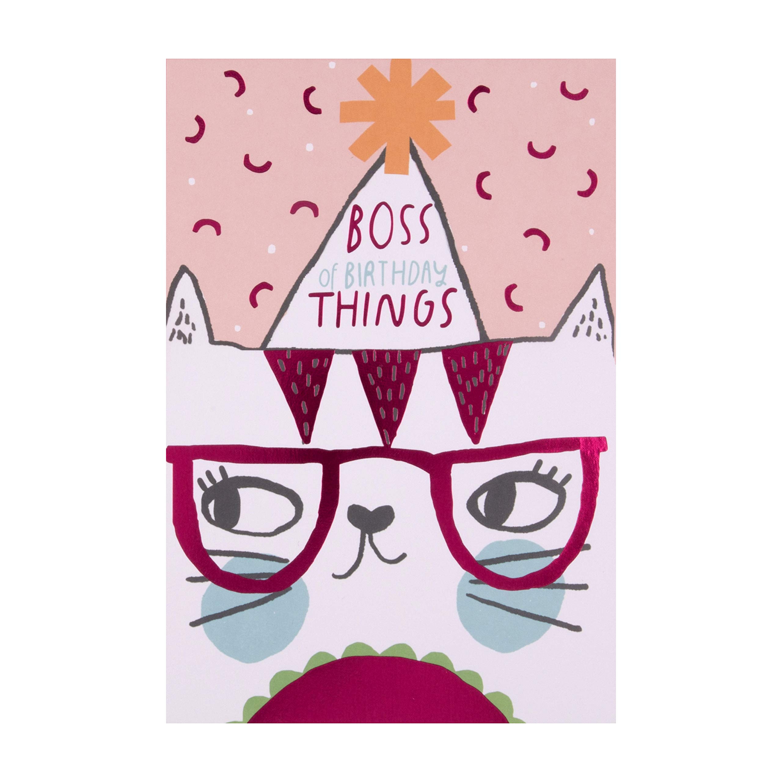 Birthday Card for Kids from Hallmark - Birthday Boss Cat Design