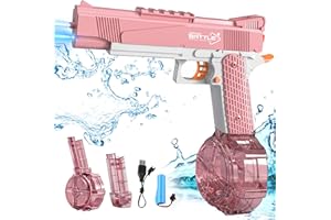 FLYBAKIZ Water Gun,Electric Water Gun with 32 Ft Super Long Range,500CC+60CC Large Capacity Automatic Squirt Gun,Water Blaster Pistol Toy for Adults Kids Summer Swimming Pool Beach (Dark Pink)