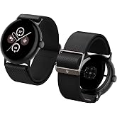 Spigen Lite Fit for Google Pixel Watch 5/4/3 45mm Band | Lightweight Soft Nylon Fabric Breathable Stretchy Adjustable Solo Loop Men Women Sport Strap, Black