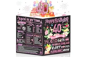 OLOSONG 40th Birthday Card for Women,Jumbo Pop Up 40th Birthday Cards for Her Friend,Back In 1986 Happy 40 Year Old Birthday