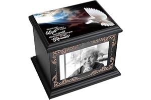 ADMLC Cremation Urns for Human Ashes Adult Male or Female, Funeral Memorial Urns for Ashes with Photo Frame, Wooden Urns Box and Casket for Men Women, Burial Urn for Adults Up to 200 IBS