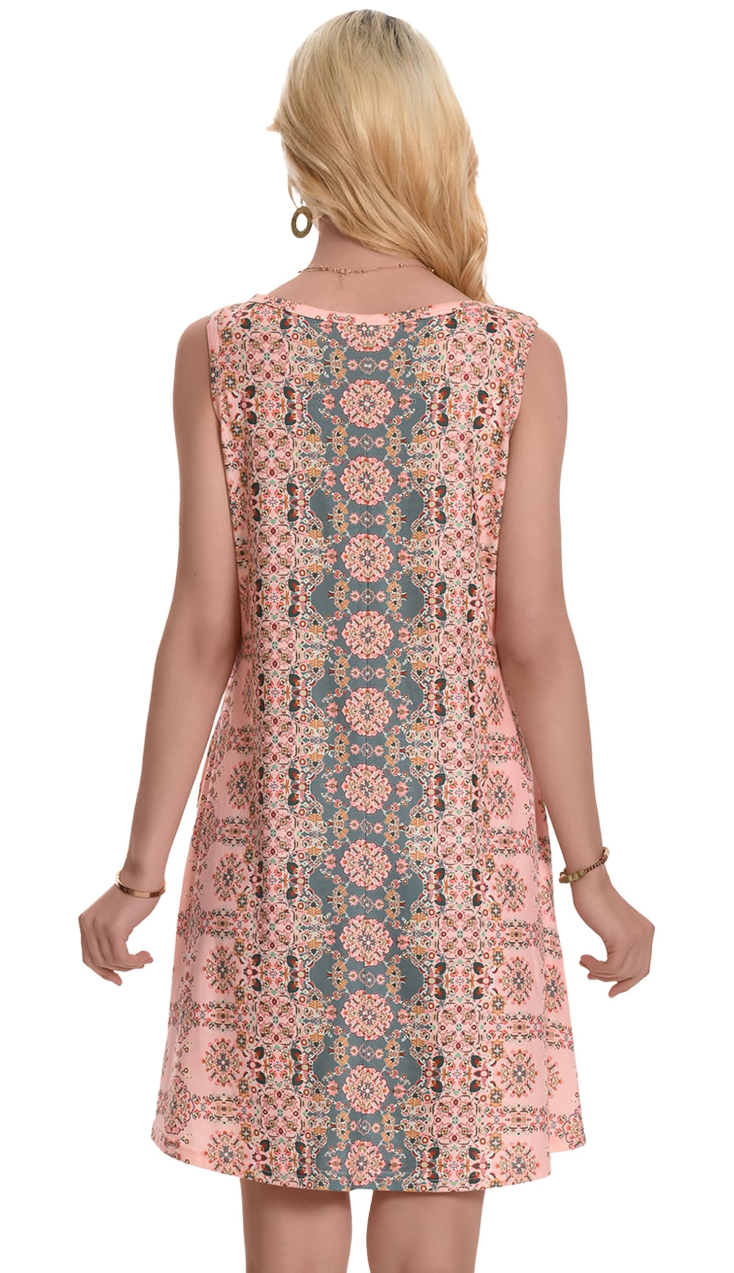 Summer Dresses for Women Beach Boho Sleeveless Vintage Floral Flowy Pocket Tshirt Tank Sundresses