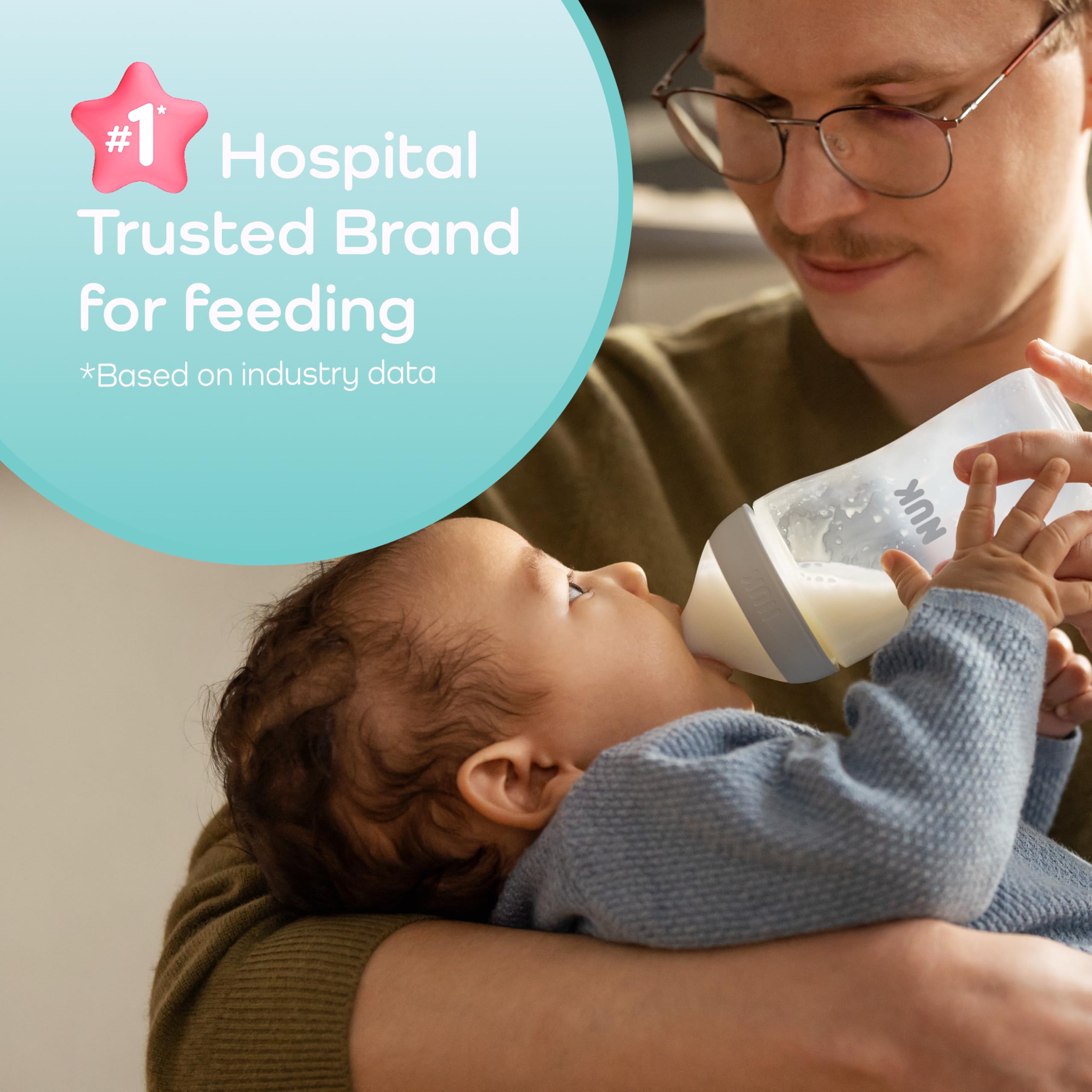 NUK Perfect Match 2-in-1 Natural and Anti-Colic Bottle with Slow Flow, Wide, Adaptable Nipple, 5oz., 2 Pack