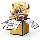 Funny Birthday Brother Pop Up Card, 3D Happy Birthday Gift Box with Envelopes Colorful Balloon Fireworks Creative Gifts Ideas for Bother Best Friends