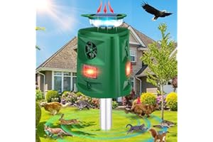 DEFENDY Solar Animal Repeller, 360°Ultrasonic Animal Repeller, Cat Repellent Outdoor, Dog Repellent, Motion Sensor & Flashing Light, Repel Dogs, Deer, Fox, Raccoon, Skunk, Rabbit, Squirrels, Coyote Deterrent