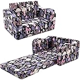 MeMoreCool Toddler Couch Chair – Foldable Kids Sofa for Ages 1–3, Fold-Out Bed with Side Pocket, Comfy & Washable Detachable Cover | Cute Patterns | Lightweight Lounger for Playroom, Naptime, Gifting