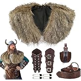 Xinxiaomeng 5Pcs Viking Costume Men Accessories Renaissance Medieval Costumes Barbarian Warrior Outfit Halloween Cosplay