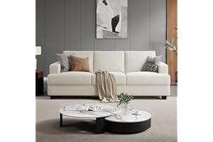 COPIAE 89 Inch Sofa with Extra Deep Seats, 3 Seater Sofa for Living Room, Modern Couch and Sofa, Comfy Armrests and Seats and Backrests, Easy Installation, Beige
