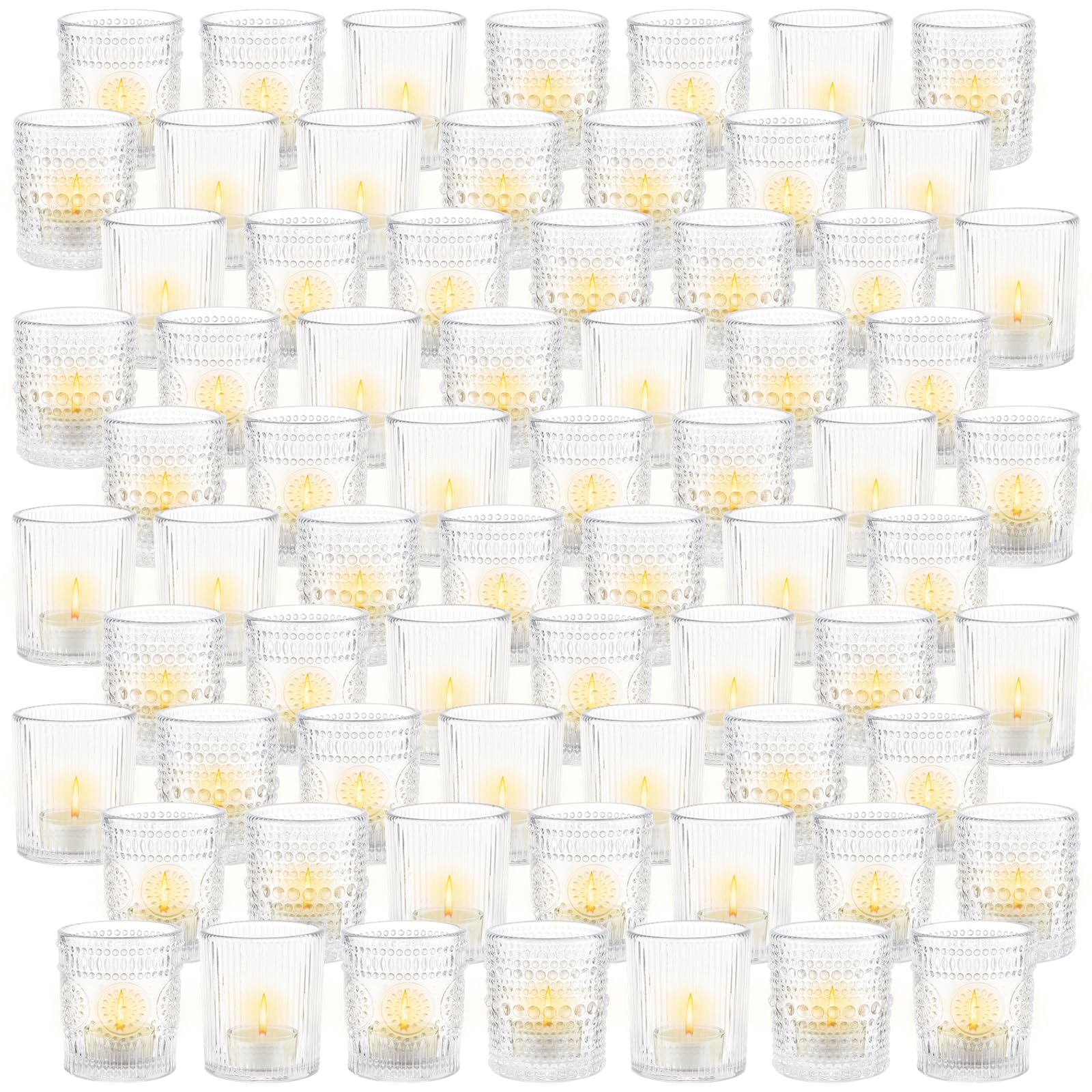Photo 1 of DNANAOL 70pcs Assorted Votive Candle Holders - Clear Glass Tea Lights Candle Holder in Bulk, Tealight Candle Holder for Table Centerpiece Wedding Decor Home Decoration