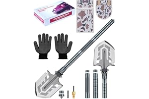 AOFUXTI Folding Shovel Survival Tool，Compact Camp Shovel, Collapsible Design, Heavy Duty Steel, Portable Gear for Camping Hiking Off Road Emergency Digging Kit, Off Road Equipment Multitool