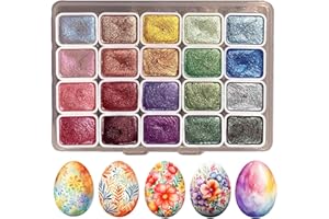 Portable Watercolor Kit - 20 Color Pearlescent Paint Set, Travel Friendly Water Color Palette, Rich Pigments | Ideal Art Supp