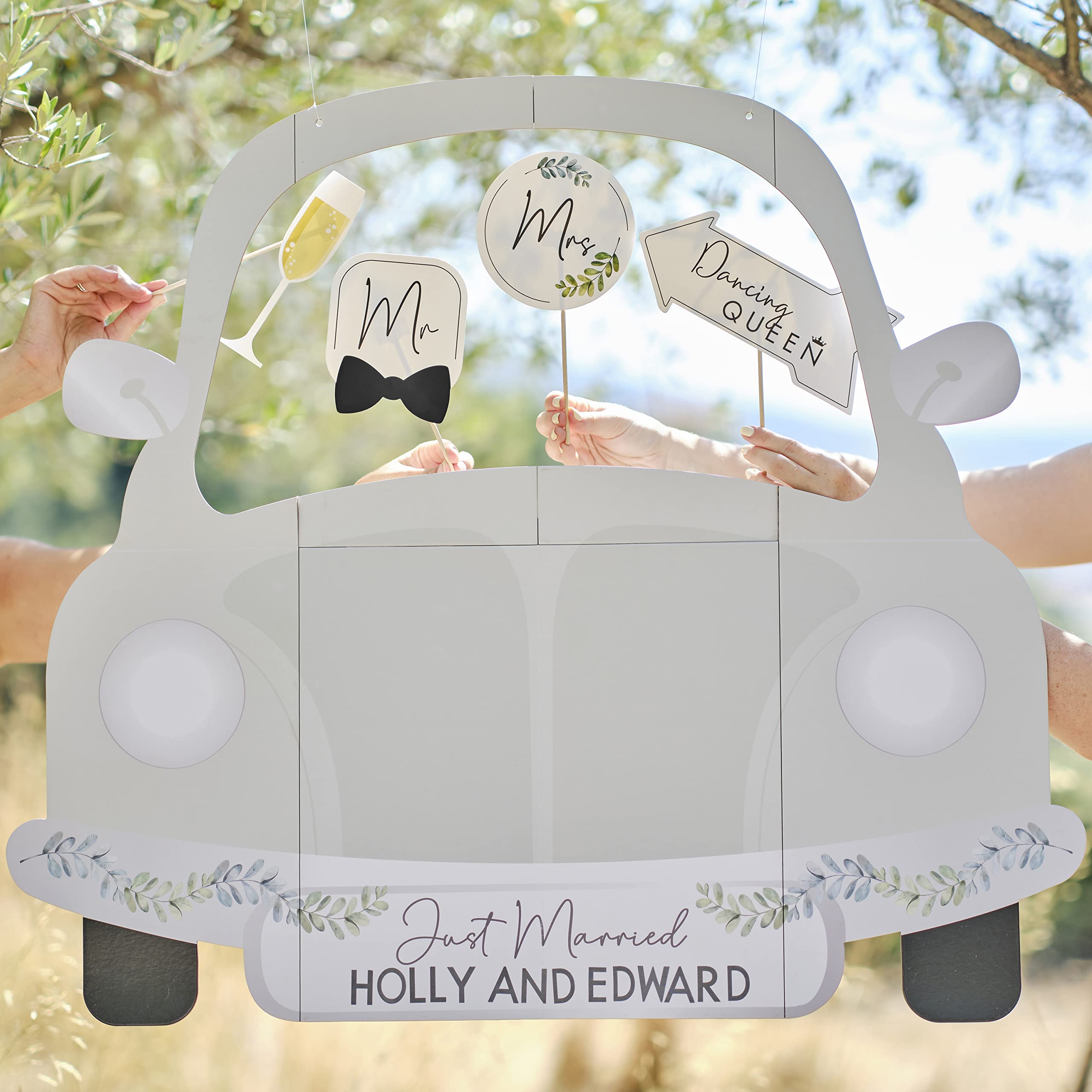 Ginger Ray Customisable Wedding Car Photo Booth Frame Including Sticker Sheets & White Twine to Hang