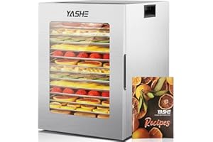YASHE Food Dehydrator Machine, 14 Stainless Steel Food Dryer, 10 Presets, 48H Timer and Temperature Control, 850W Dehydrators