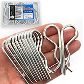 Yoliko Heavy Duty Hitch Pins - 12 Pcs Spring Retaining Wire R Clips M3x60mm for Trailer Tractors Mower Carts Trucks