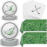 Golf Party Plates Napkins Tablecloth- 62PCS Golf Party Supplies Golf Party Tableware Set Golf Theme Paper Plates Napkins and Tablecover Disposable Golf Plates Golf Birthday Party Decorations Supplies