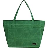 Heavy-Duty 16 oz. Waxed Canvas Zipper Tool Bag with Pockets and Carry Handle - Suitable for Groceries and General