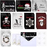 36 Set Gothic Christmas Cards with Envelope Sticker, Spooky Skeleton Theme | Black Xmas Greeting Card with Skull Design, Holiday Stationery Kit for Office Classroom School, Gift Exchange