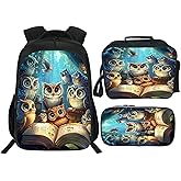 Klymax Owl Backpack Cute Animals Kids Schoolbag with Lunch Box Bag Pencil Bag 3pcs Bookbag Sets for Boys Girls